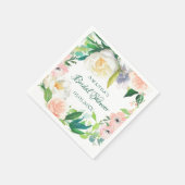 ブライダルシャワー赤面ピンクの緑の花模様 スタンダードカクテルナプキン (角)