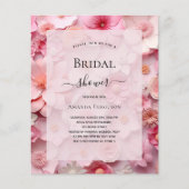 ブライダルシャワー赤面ピンクの花の予算の招待 チラシ (正面)