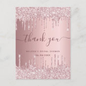ブライダルシャワー赤面ピンクグリッタードリッ感謝していプユー ポストカード (正面)