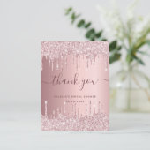 ブライダルシャワー赤面ピンクグリッタードリッ感謝していプユー ポストカード (スタンド正面)