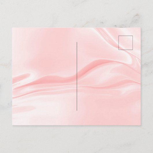 ブライダルシャワー赤面ピンクグリッターホワイトドレス インビテーションポストカード (裏面)