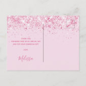 ブライダルシャワー赤面ピンクグリッター感謝していユー ポストカード (裏面)