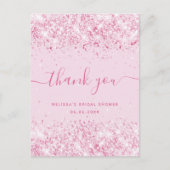 ブライダルシャワー赤面ピンクグリッター感謝していユー ポストカード (正面)