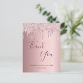 ブライダルシャワー赤面ピンクグリッター感謝していユー ポストカード (スタンド正面)