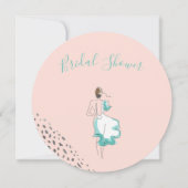 ブライダルシャワー赤面ピンクホワイトシンプルラウンド 案内状 (裏面)