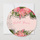 ブライダルシャワー赤面ピンクホワイトローズラウンド 案内状 (裏面)