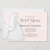 ブライダルシャワー赤面ピンクミニマル結婚リストズドレス 招待状 (正面)