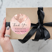 ブライダルシャワー赤面ピンクローズ金ゴールドバルーン ラウンドシール