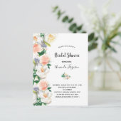 ブライダルシャワー赤面ピンクローズ金ゴールド花模様白 ポストカード (スタンド正面)