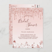 ブライダルシャワー赤面ピンク星の招待 ポストカード (正面/裏面)