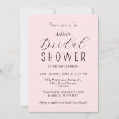 ブライダルシャワー赤面ピンク書道招待状 招待状 (正面)