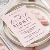 ブライダルシャワー赤面ピンク書道招待状 招待状