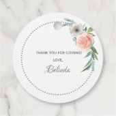 ブライダルシャワー赤面ピンク花模様感謝していユー フェイバータグ (裏面)