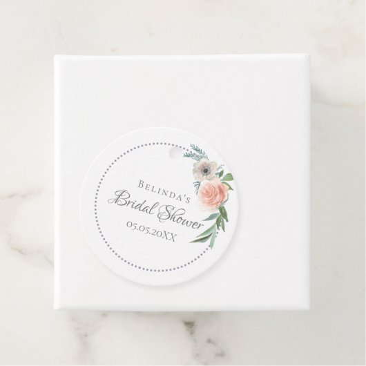 ブライダルシャワー赤面ピンク花模様感謝していユー フェイバータグ (インサイチュ)