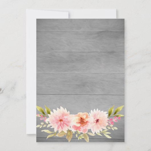 ブライダルシャワー赤面花模様白木 招待状 (裏面)