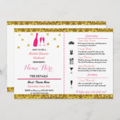 ブライダルシャワー週末旅程シャンパン招待状 招待状 (正面/裏面)