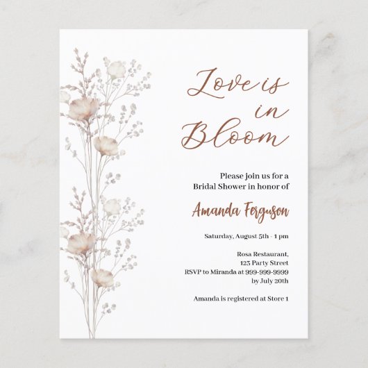 ブライダルシャワー野生の花の開花招待 (正面)
