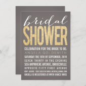 ブライダルシャワー金ゴールドグリッターグレイパーティの招待状 招待状 (正面/裏面)