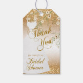 ブライダルシャワー金ゴールドグリッター |ありがとうございます ギフトタグ (正面)