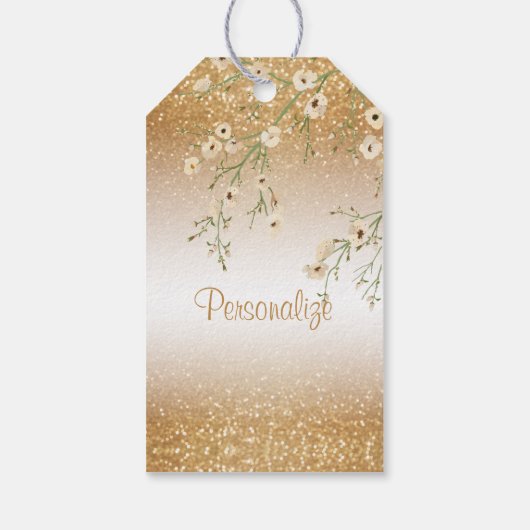 ブライダルシャワー金ゴールドグリッター |ありがとうございます ギフトタグ (裏面)