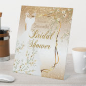 ブライダルシャワー金ゴールドグリッター 台座サイン (インサイチュ)