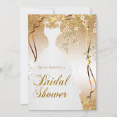 ブライダルシャワー金ゴールドグリッター 招待状 (正面)