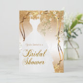 ブライダルシャワー金ゴールドグリッター 招待状 (スタンド正面)