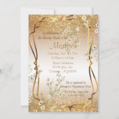 ブライダルシャワー金ゴールドグリッター 招待状 (裏面)