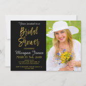 ブライダルシャワー金ゴールドタイポグラフィ箔招待状 招待状 (正面)