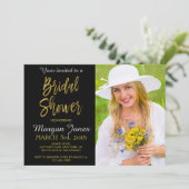 ブライダルシャワー金ゴールドタイポグラフィ箔招待状 招待状 (スタンド正面)