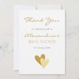 ブライダルシャワー金ゴールドハート サンキューカード