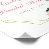 ブライダルシャワー金ゴールドフレームピンク赤面フローラ歓迎 ポスター (角)