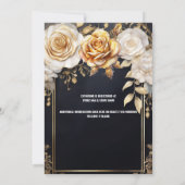 ブライダルシャワー金ゴールドブラックバラフラワーシック 招待状 (裏面)