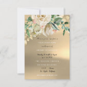 ブライダルシャワー金ゴールドミント絵を描フラワーウォーター色 招待状 (正面)