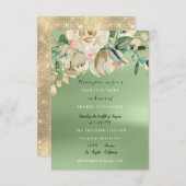 ブライダルシャワー金ゴールドメドー絵を描ファラーアイボリー 招待状 (正面/裏面)