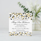 ブライダルシャワー金ゴールドモダングリッタースターズ紙吹雪 招待状 (スタンド正面)