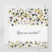 ブライダルシャワー金ゴールドモダングリッタースターズ紙吹雪 招待状 (裏面)