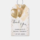 ブライダルシャワー金ゴールド白グリッターバ感謝していロン ギフトタグ (正面)