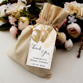 ブライダルシャワー金ゴールド白グリッターバ感謝していロン ギフトタグ