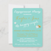 ブライダルシャワー金ゴールド&ティール(緑がかった色)ブルー水玉模様パーティー 招待状 (裏面)