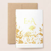 ブライダルシャワー金箔とフローラ 箔カード (裏面封筒付き)