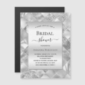 ブライダルシャワー銀エレガント高級 マグネット招待状 (正面/裏面)