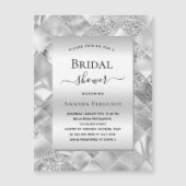 ブライダルシャワー銀エレガント高級 マグネット招待状 (正面)