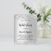 ブライダルシャワー銀グリッター エレガント インビテーションポストカード (スタンド正面)