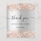 ブライダルシャワー銀バラ予算サンキューカード チラシ (正面)