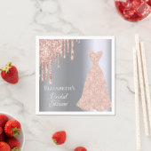 ブライダルシャワー銀バラ金ゴールドグリッタードリップドレス スタンダードカクテルナプキン (インサイチュ)