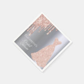 ブライダルシャワー銀バラ金ゴールドグリッタードリップドレス スタンダードカクテルナプキン (角)