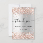 ブライダルシャワー銀バラ金ゴールドグリッター サンキューカード (正面)
