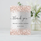 ブライダルシャワー銀バラ金ゴールドグリッター サンキューカード (スタンド正面)