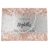 ブライダルシャワー銀バラ金ゴールド名 ラージペーパーバッグ (正面)